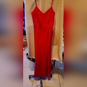 Red spaghetti strap maxi dress